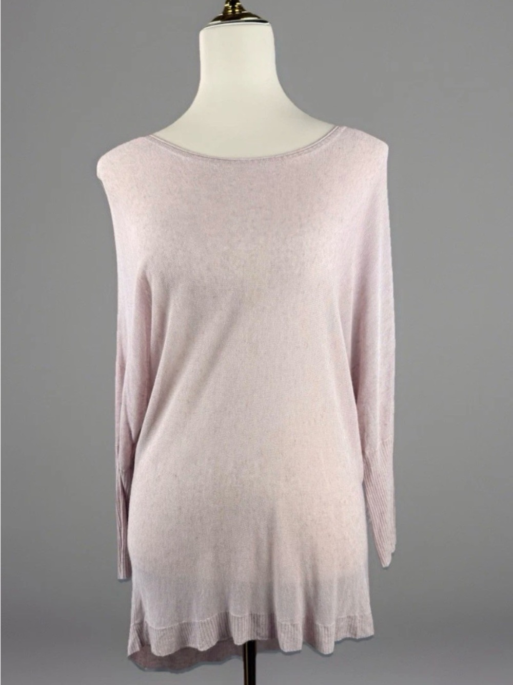 Eileen Fisher Women's Boatneck Top Size XS Pink Linen Blend Dolman High Low